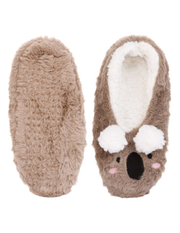 Kapcie i bambosze - Kapcie bambosze damskie miś koala z futerkiem BRĄZOWY - produkt 1