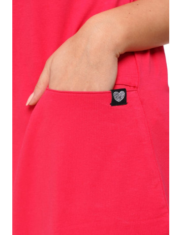 Sukienki - Długa sukienka damska bawełniana z rozcięciem na nodze MALINOWY - produkt 3