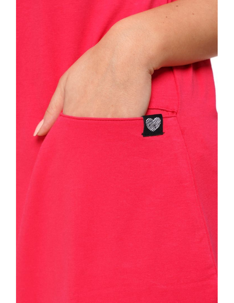 Sukienki - Długa sukienka damska bawełniana z rozcięciem na nodze MALINOWY - produkt moraj.pl 3