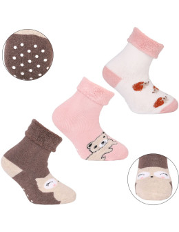 Ciepłe długie skarpetki niemowlęce bawełniane z abs 3-pak