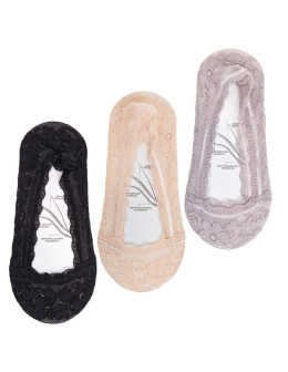 Skarpetki damskie niskie stopki z koronką 3-pak