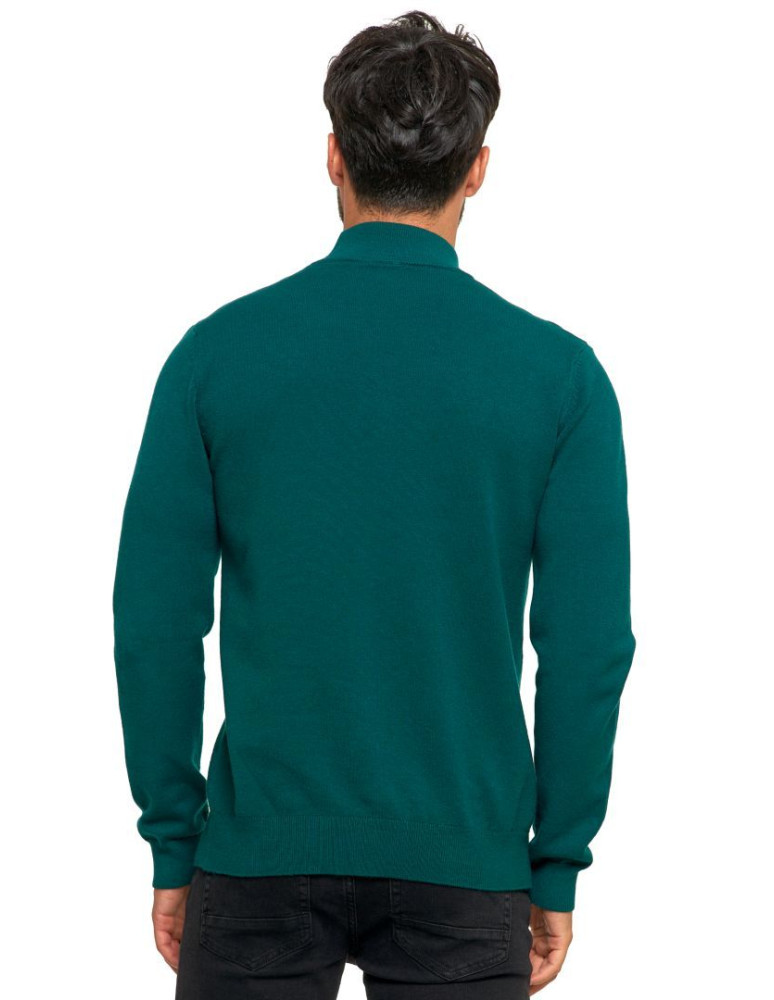 Swetry - Sweter męski półgolf o klasycznym kroju ZIELONY - produkt moraj.pl 3