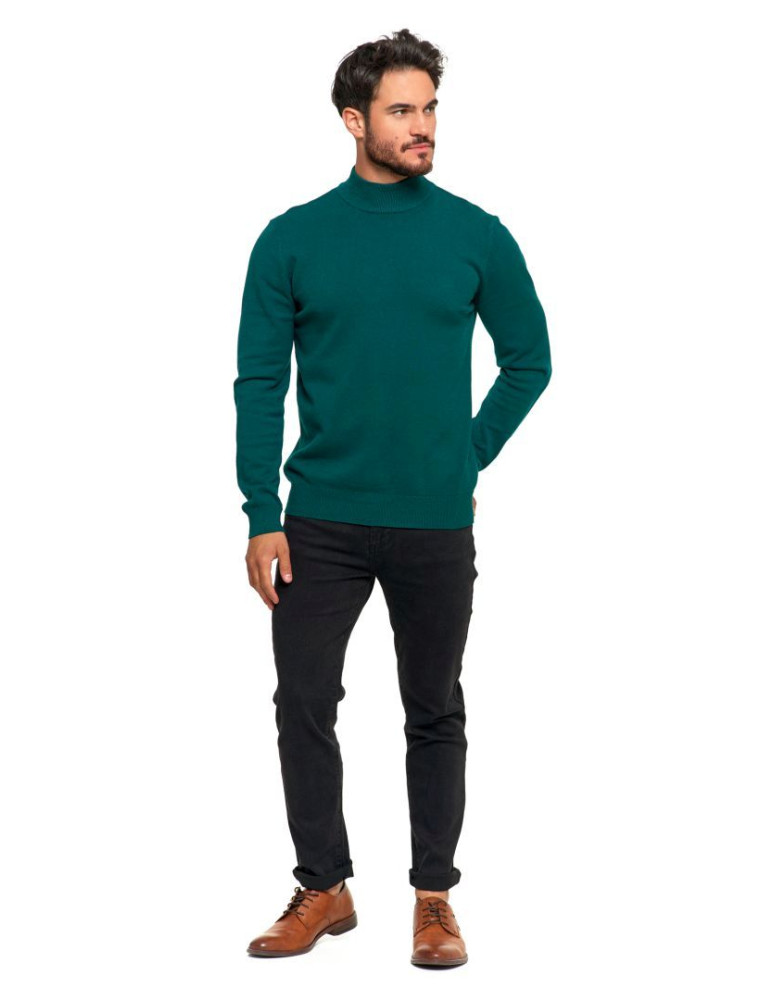 Swetry - Sweter męski półgolf o klasycznym kroju ZIELONY - produkt moraj.pl 7