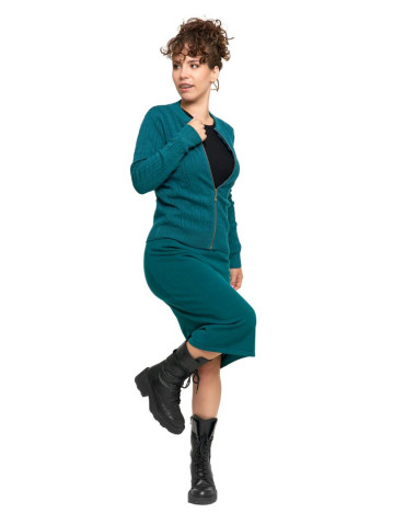 Swetry - Sweter damski rozpinany wiskozowy ZIELONY - produkt 4
