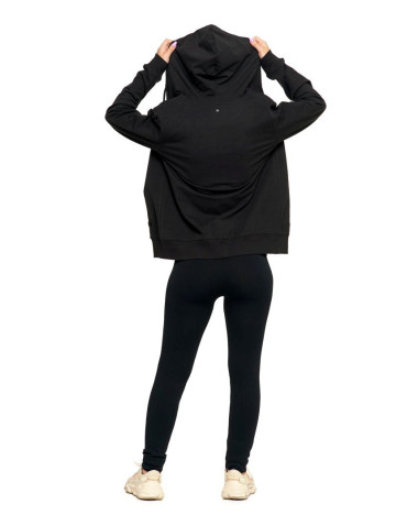 Bluzy - Bluza damska rozpinana z kapturem bawełniana CZARNY - produkt 8