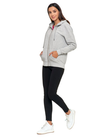 Bluzy - Bluza damska rozpinana z kapturem bawełniana JASNY SZARY - produkt 8