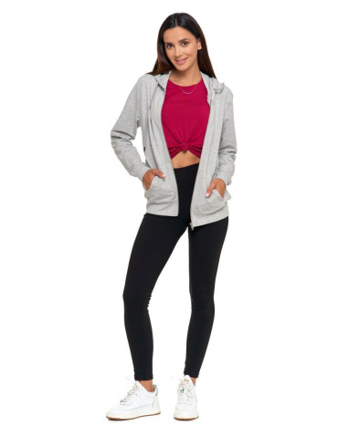 Bluzy - Bluza damska rozpinana z kapturem bawełniana JASNY SZARY - produkt 10