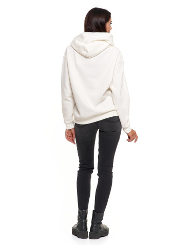 Bluzy - Bluza damska z kapturem i haftowanym napisem KREMOWY - produkt 10