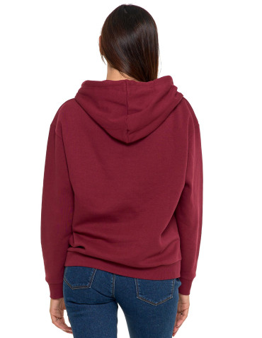 Bluzy - Bluza damska z kapturem i haftowanym napisem BORDOWY - produkt 3
