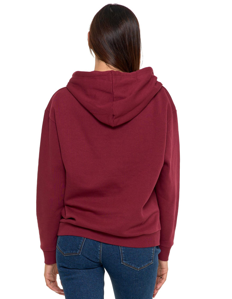 Bluzy - Bluza damska z kapturem i haftowanym napisem BORDOWY - produkt moraj.pl 3