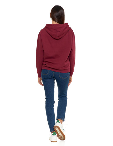 Bluzy - Bluza damska z kapturem i haftowanym napisem BORDOWY - produkt 8