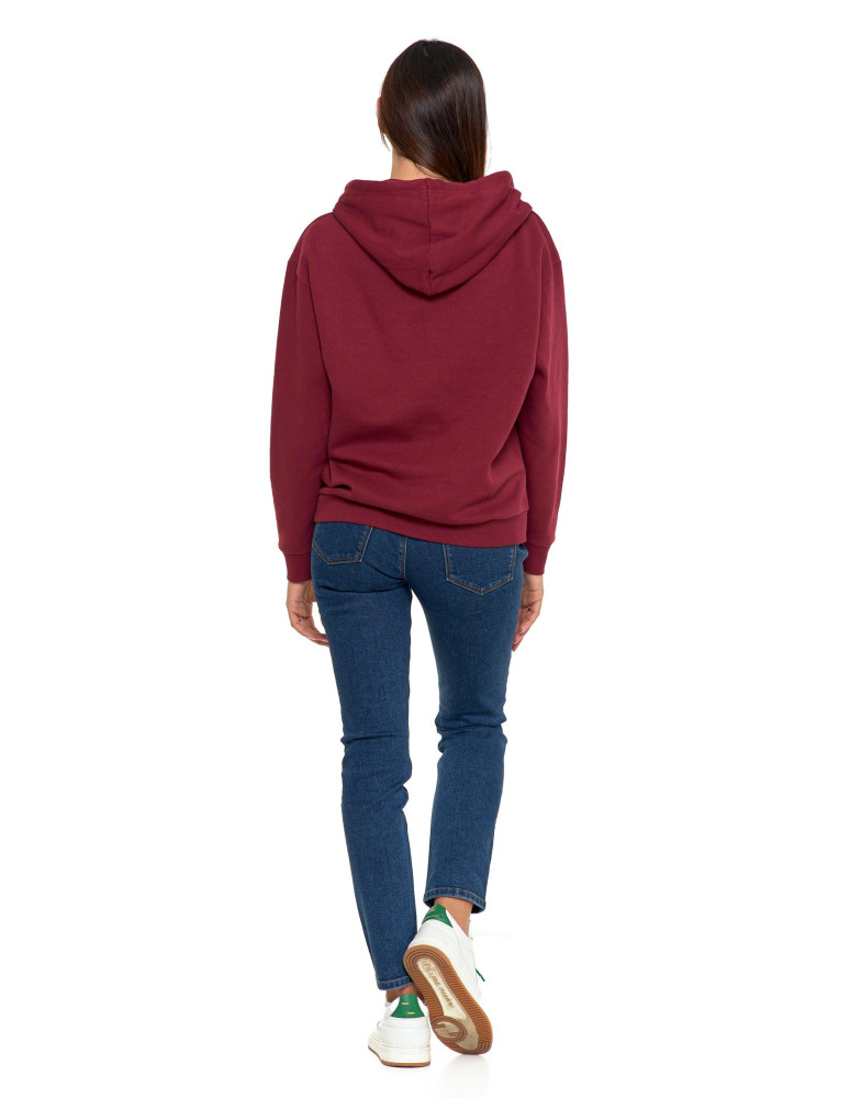 Bluzy - Bluza damska z kapturem i haftowanym napisem BORDOWY - produkt moraj.pl 8