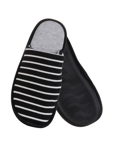 Kapcie i bambosze - Kapcie damskie wsuwane w paski CZARNY - produkt 2