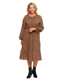 Sukienka damska wzorzysta midi z długim rękawem  - produkt 2