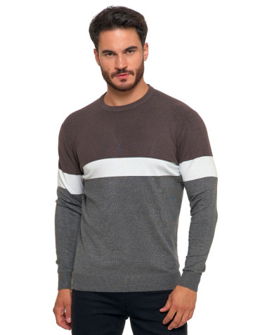 Swetry - Sweter męski dzianinowy o klasycznym kroju SZARY - produkt 1