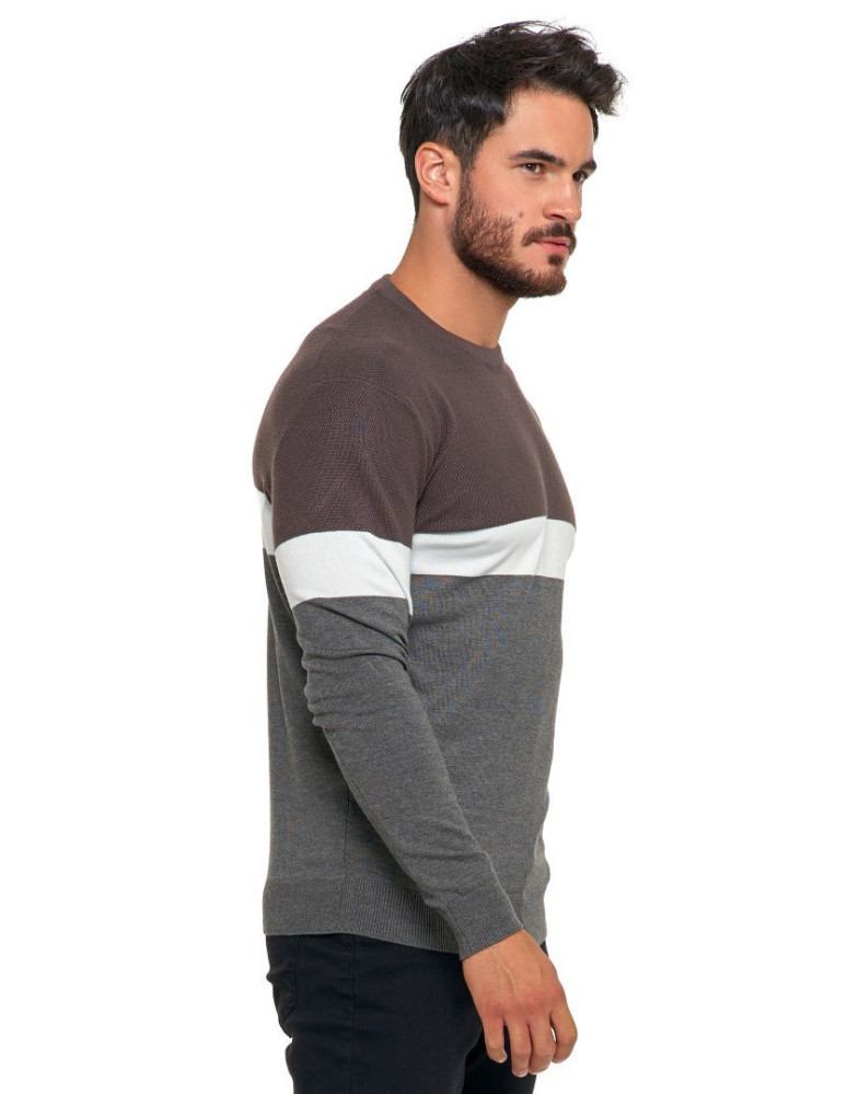 Swetry - Sweter męski dzianinowy o klasycznym kroju SZARY - produkt moraj.pl 7