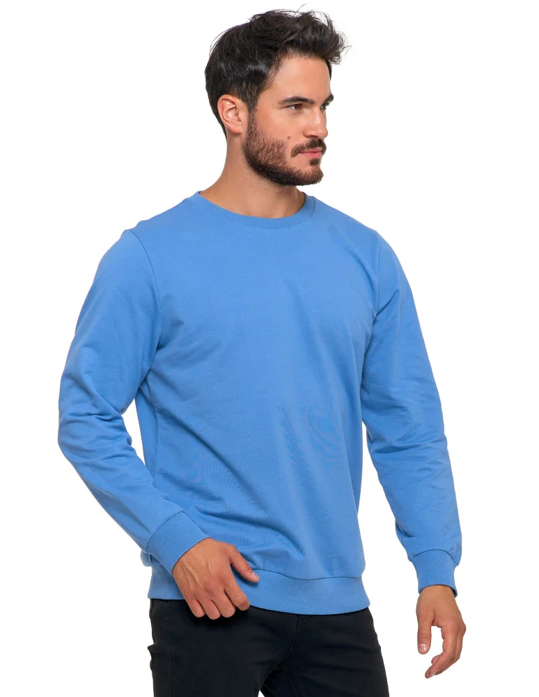 Bluzy męskie - Bluza męska wkładana bez kaptura bawełniana NIEBIESKI - produkt moraj.pl 2