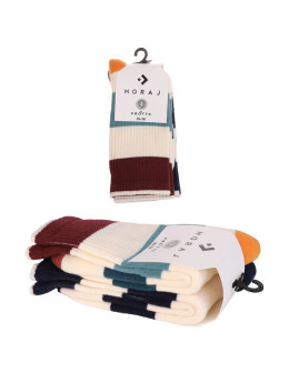 Ciepłe skarpetki długie damskie frotte kolorowe paski 2-pak  - produkt 2