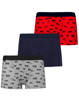 Majtki bokserki chłopięce bawełniane pojazdy budowlane 3-pak