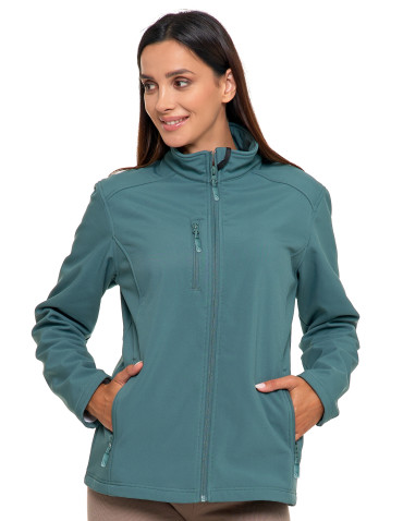Odzież wierzchnia - Kurtka damska wiatroszczelna typu SoftShell bez kaptura ZIELONY - produkt 1