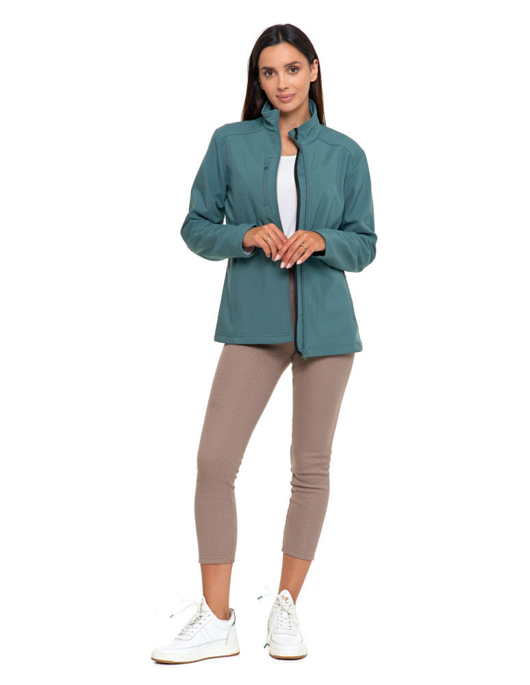 Odzież wierzchnia - Kurtka damska wiatroszczelna typu SoftShell bez kaptura ZIELONY - produkt moraj.pl 2