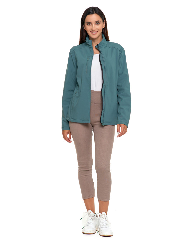 Odzież wierzchnia - Kurtka damska wiatroszczelna typu SoftShell bez kaptura ZIELONY - produkt moraj.pl 3