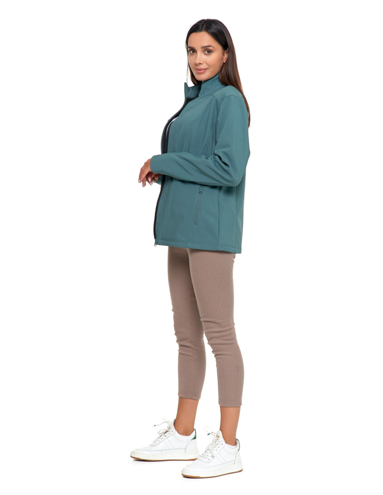 Odzież wierzchnia - Kurtka damska wiatroszczelna typu SoftShell bez kaptura ZIELONY - produkt moraj.pl 4