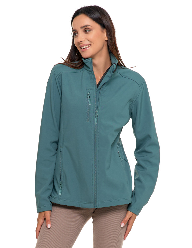 Odzież wierzchnia - Kurtka damska wiatroszczelna typu SoftShell bez kaptura ZIELONY - produkt moraj.pl 5