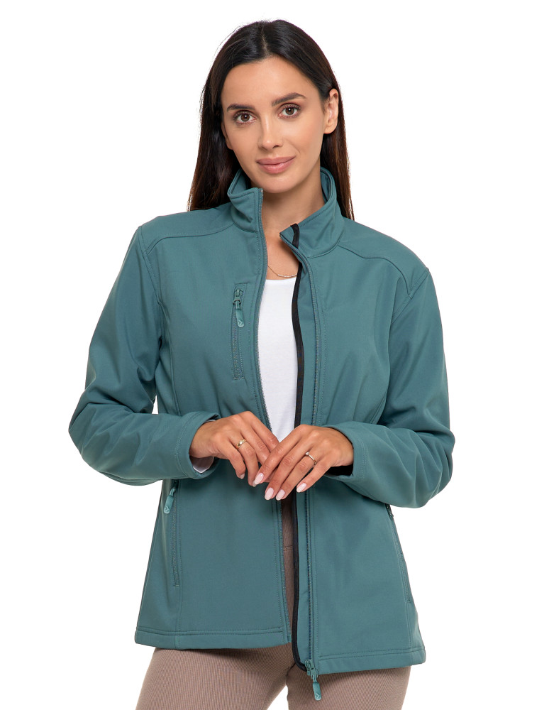 Odzież wierzchnia - Kurtka damska wiatroszczelna typu SoftShell bez kaptura ZIELONY - produkt moraj.pl 6