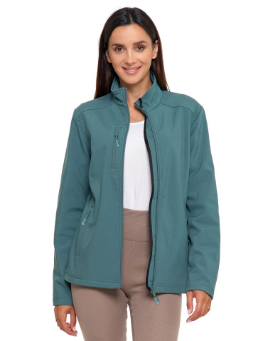 Odzież wierzchnia - Kurtka damska wiatroszczelna typu SoftShell bez kaptura ZIELONY - produkt 7