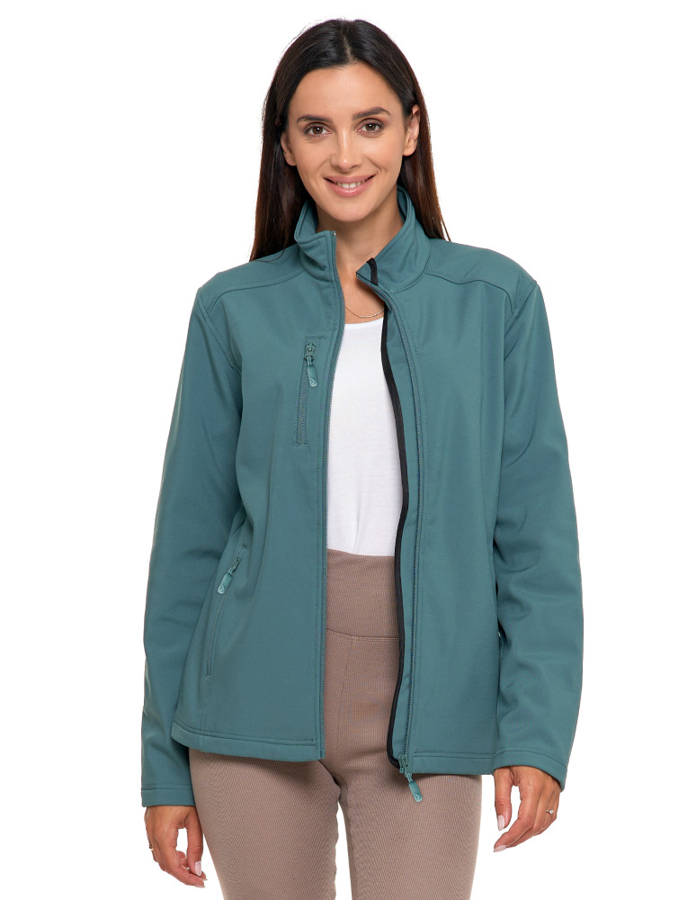 Odzież wierzchnia - Kurtka damska wiatroszczelna typu SoftShell bez kaptura ZIELONY - produkt moraj.pl 7