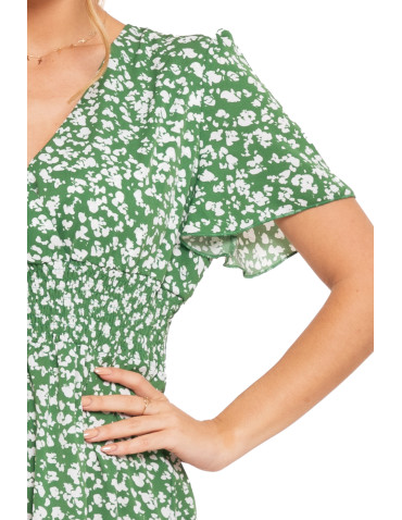 Sukienka damska rozkloszowana z motylkowym rękawem zwiewna - produkt 2