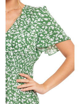 Sukienka damska rozkloszowana z motylkowym rękawem zwiewna - produkt 2