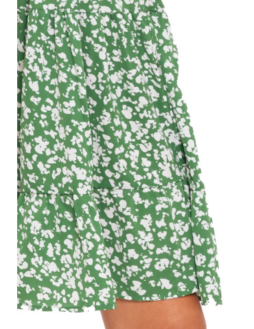 Sukienki - Sukienka damska rozkloszowana z motylkowym rękawem zwiewna ZIELONY - produkt 4