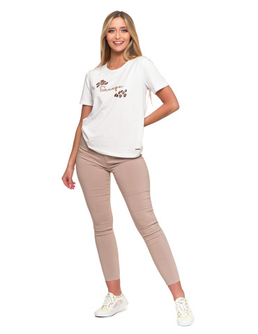 Koszulki i topy - Koszulka damska T-shirt bawełniany z haftem BIAŁY - produkt 6