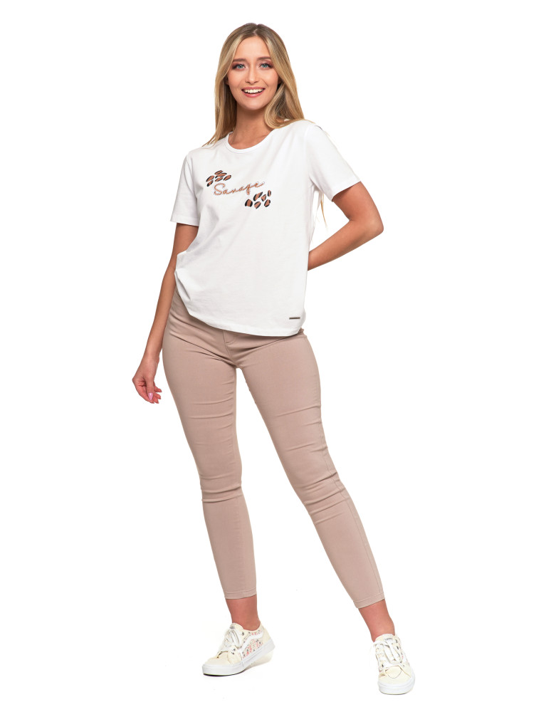 Koszulki i topy - Koszulka damska T-shirt bawełniany z haftem BIAŁY - produkt moraj.pl 6
