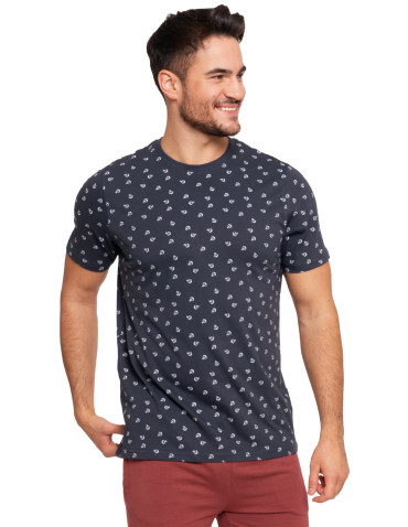 Koszulki, topy, koszule - Koszulka męska T-shirt z krótkim rękawem w morski wzór GRANATOWY - produkt 1