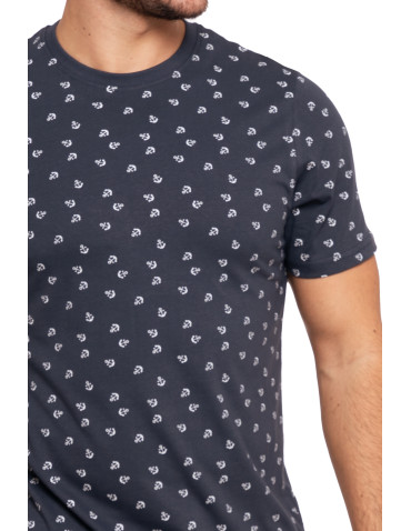 Koszulki, topy, koszule - Koszulka męska T-shirt z krótkim rękawem w morski wzór GRANATOWY - produkt 2