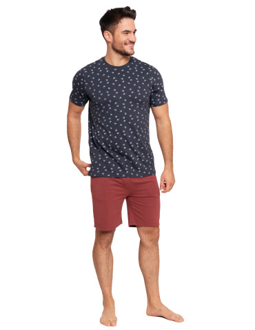 Koszulki, topy, koszule - Koszulka męska T-shirt z krótkim rękawem w morski wzór GRANATOWY - produkt 3