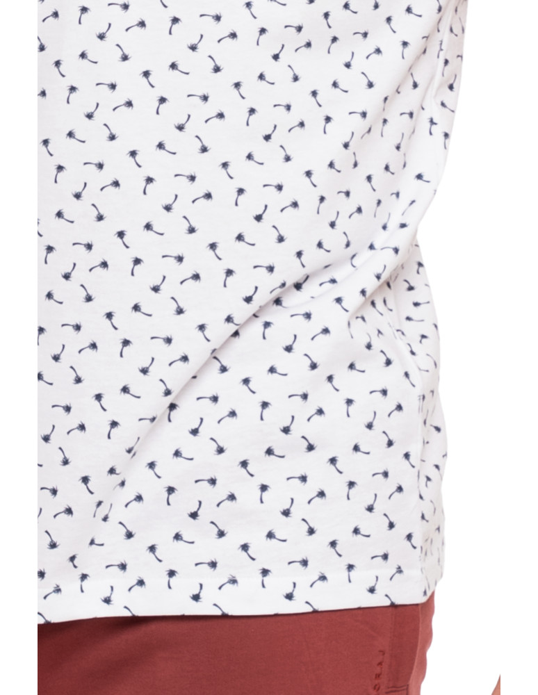 Koszulki, topy, koszule - T-shirt męski bawełniany z okrągłym dekoltem wzór w palmy BIAŁY - produkt moraj.pl 3