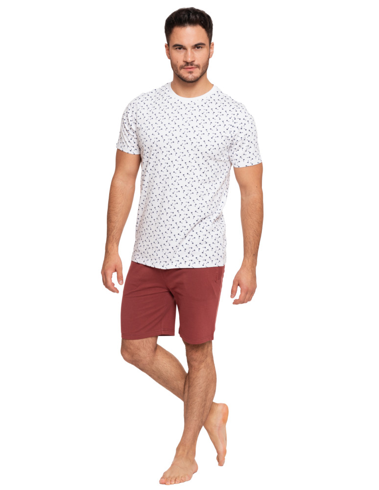 Koszulki, topy, koszule - T-shirt męski bawełniany z okrągłym dekoltem wzór w palmy BIAŁY - produkt moraj.pl 4