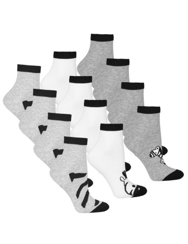 Za kostkę - Skarpetki damskie krótkie bawełniane wzór zebra 12-pak WIELOKOLOROWY - produkt 1