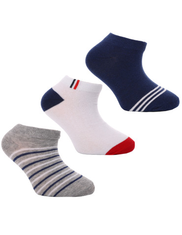 Skarpetki stopki chłopięce bawełniane wzór w paski 3-pak