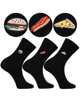 Skarpety męskie długie bawełniane z haftem Fast Food 3-pak
