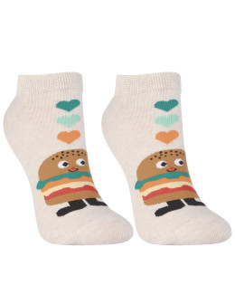 Skarpetki stopki damskie bawełniane wzór w jedzenie 3-pak - produkt 2