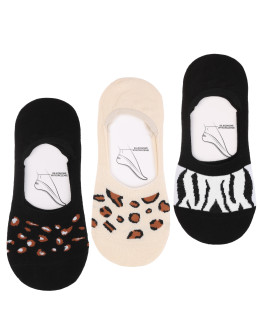 Skarpetki damskie niskie stopki w zwierzęcy wzór 3-pak