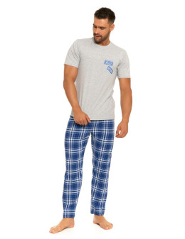 Piżama bawełniano-poliestrowa w kratę