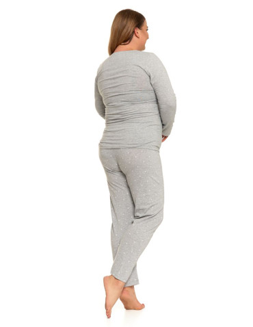 Długi rękaw - Piżama damska długa szara ze wzorem sowy Plus Size SZARY - produkt 3