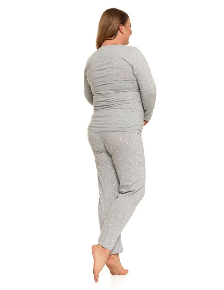 Długi rękaw - Piżama damska długa szara ze wzorem sowy Plus Size SZARY - produkt moraj.pl 3