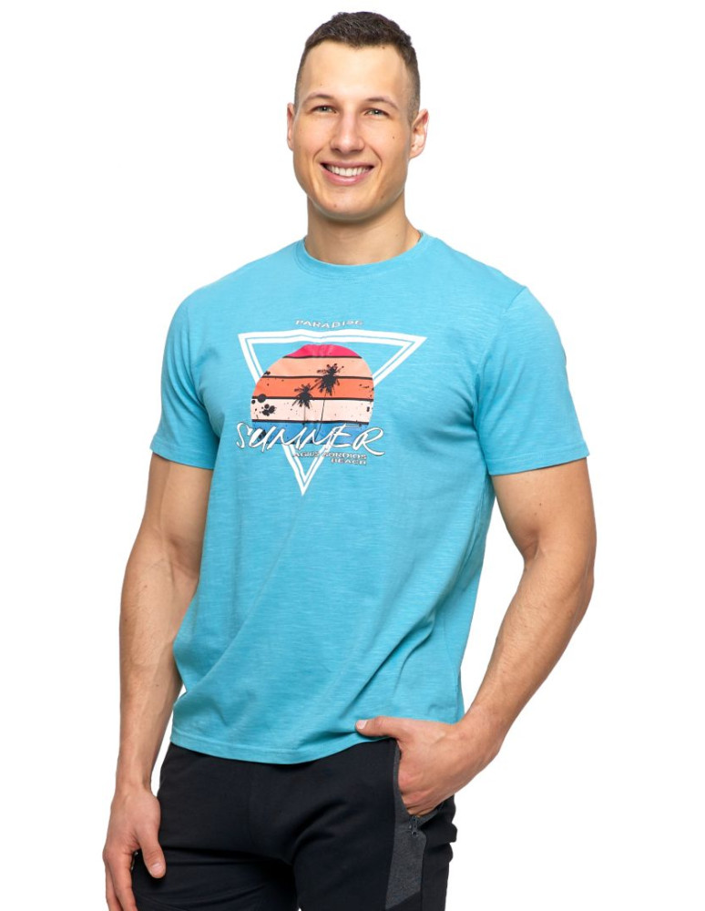 Koszulki, topy, koszule - Koszulka męska T-shirt z wakacyjnym nadrukiem TURKUSOWY - produkt moraj.pl 1